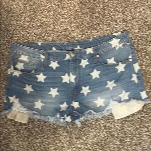 Source Unknown Starry Blue and White Jean Shorts